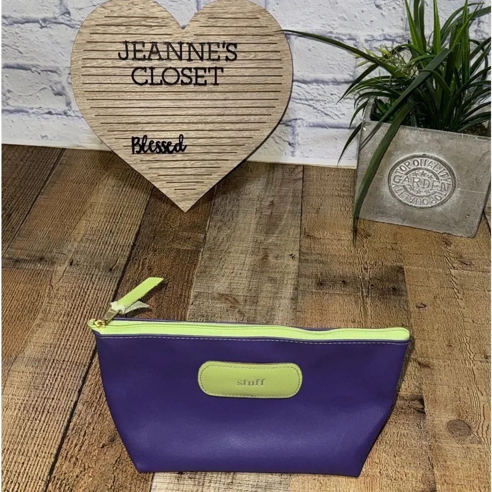 Jon Hart Design Grande Make Up Bag Zippered Pouch Cosmetic Toiletry Purple Green